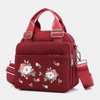 Dam Lättvikt Vattentät Blomma Broderad Crossbody Bag Axelväska