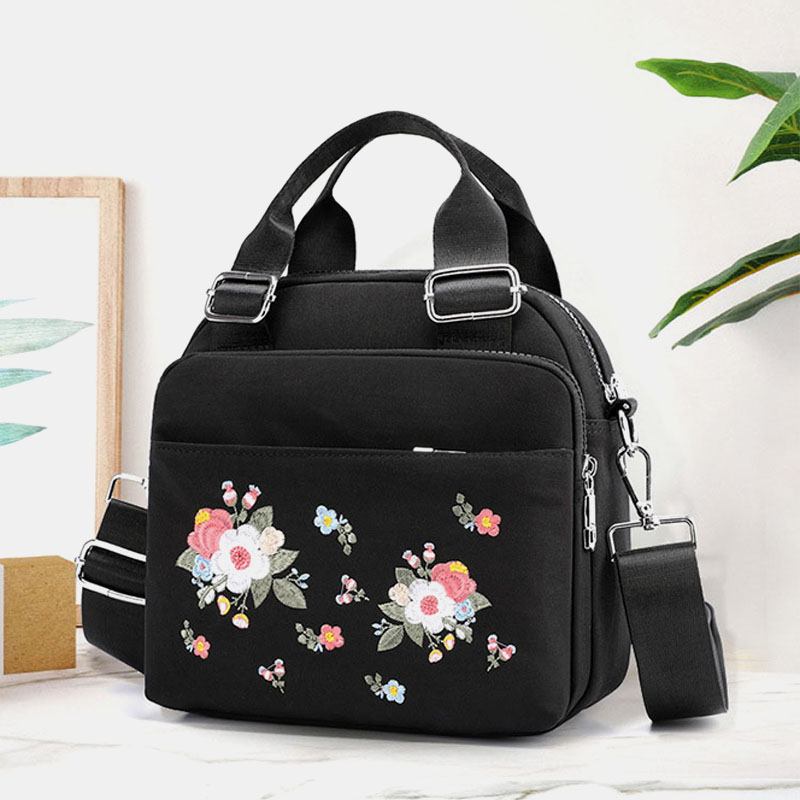 Dam Lättvikt Vattentät Blomma Broderad Crossbody Bag Axelväska