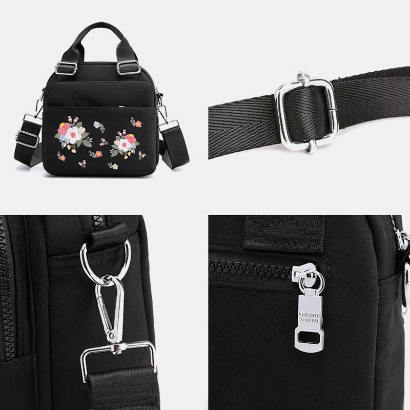 Dam Lättvikt Vattentät Blomma Broderad Crossbody Bag Axelväska