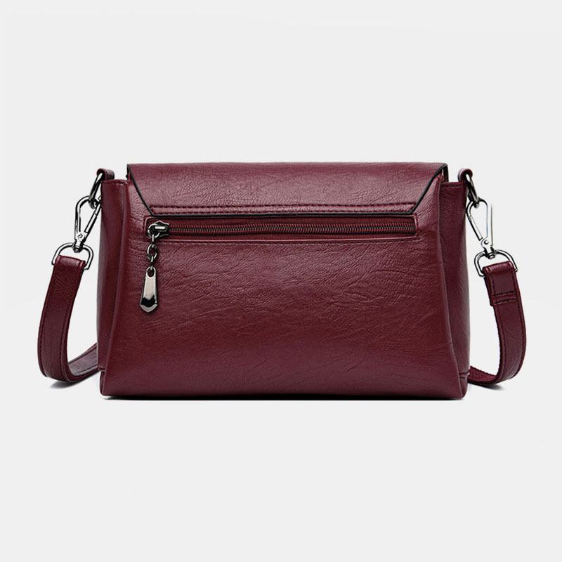 Dam Retro Konstläder Vattentät Magnetisk Axelväska Med Snäpplås 6.5 Tums Telefonväska Crossbody-väska