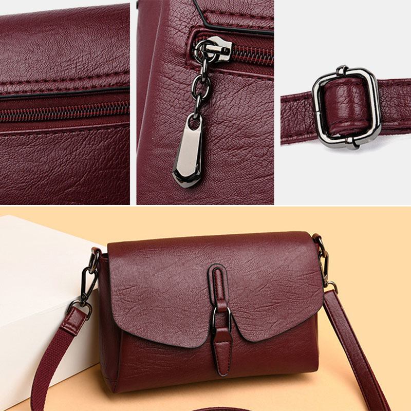 Dam Retro Konstläder Vattentät Magnetisk Axelväska Med Snäpplås 6.5 Tums Telefonväska Crossbody-väska