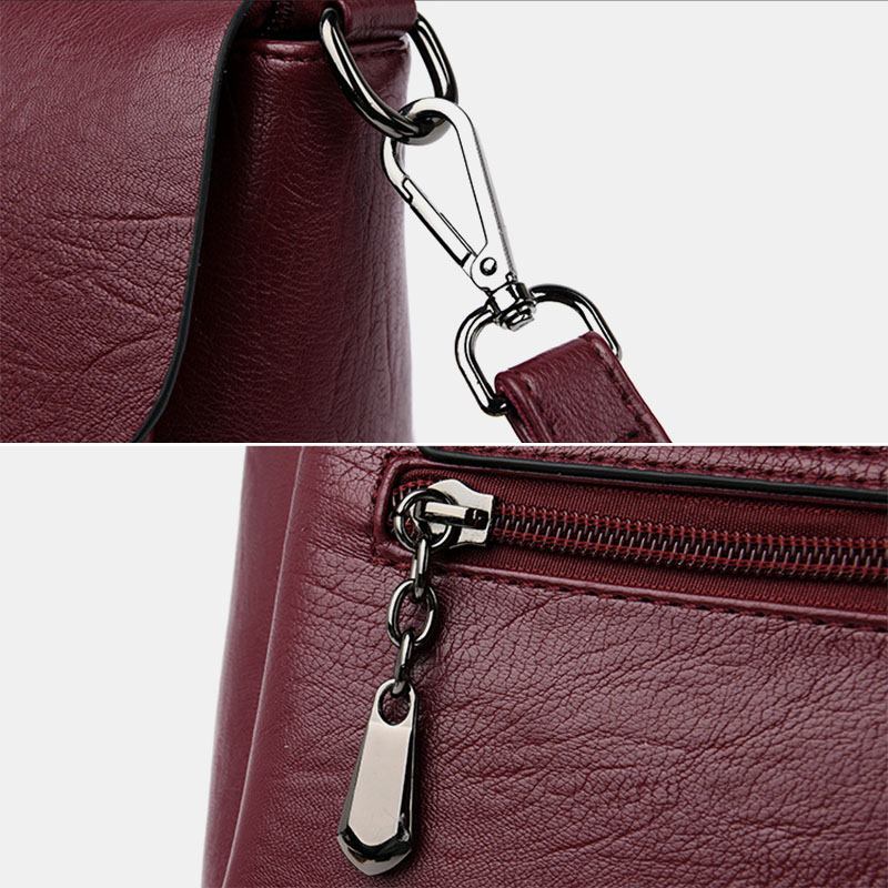 Dam Retro Konstläder Vattentät Magnetisk Axelväska Med Snäpplås 6.5 Tums Telefonväska Crossbody-väska