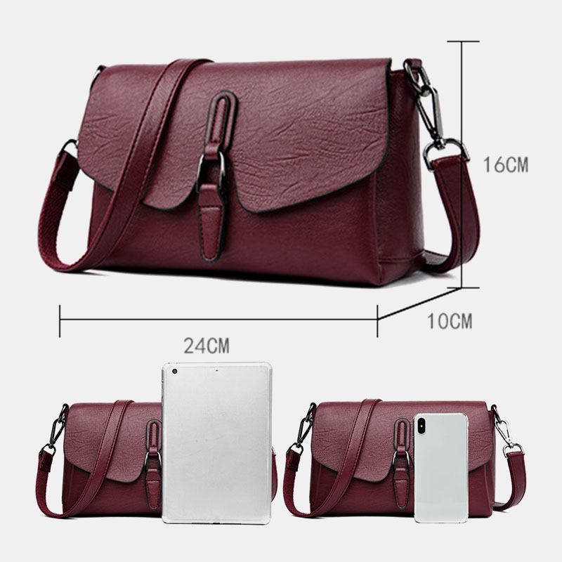 Dam Retro Konstläder Vattentät Magnetisk Axelväska Med Snäpplås 6.5 Tums Telefonväska Crossbody-väska