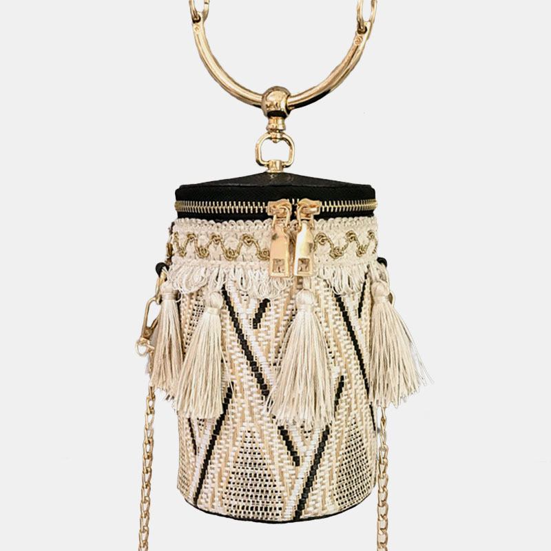 Dam Sommar Tofs Cha Halm Handväska Crossbody Bag Axelväska