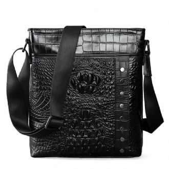 Herr Äkta Läder Alligator Mönster Axelväska Fritid Business Crossbody Bag Portfölj