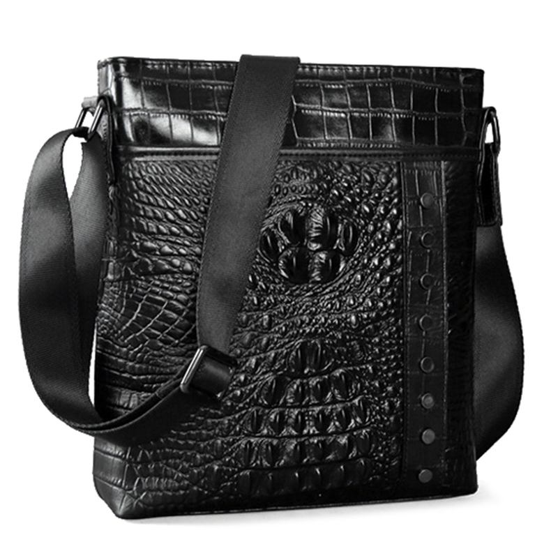 Herr Äkta Läder Alligator Mönster Axelväska Fritid Business Crossbody Bag Portfölj