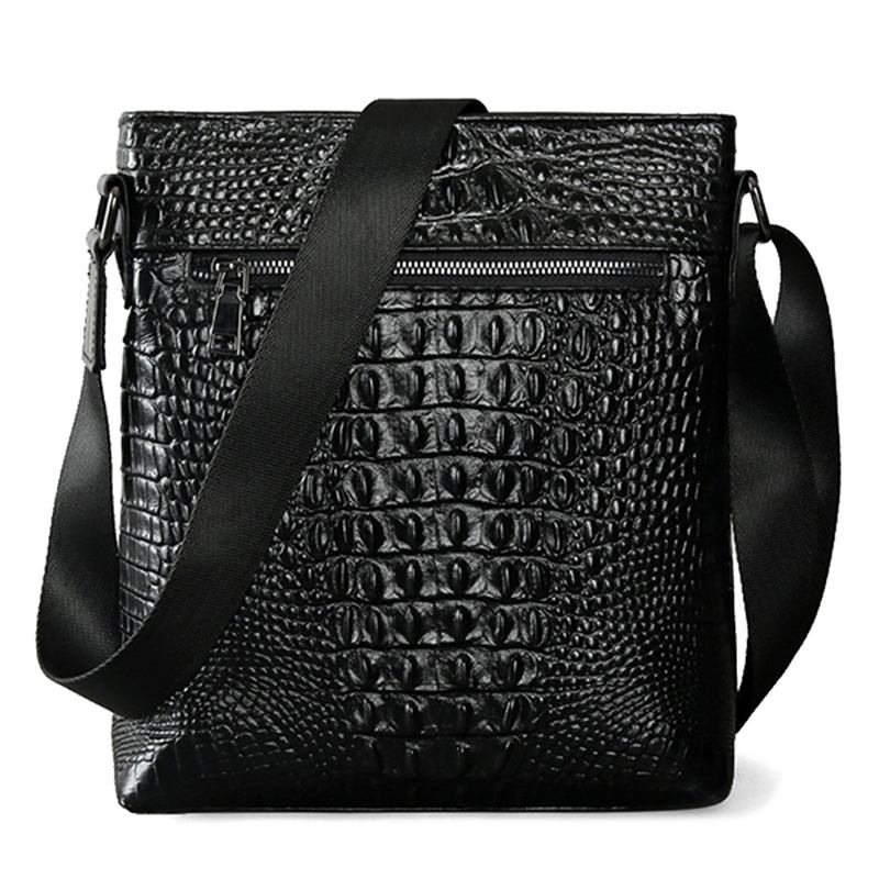 Herr Äkta Läder Alligator Mönster Axelväska Fritid Business Crossbody Bag Portfölj