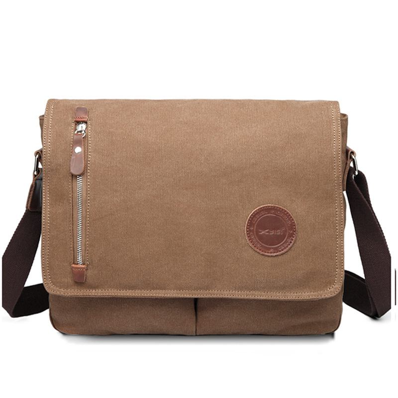 Herr Canvas Axelväska Casual Messenger Bag Retro Laptopväska