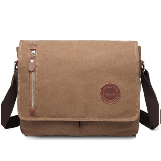 Herr Canvas Axelväska Casual Messenger Bag Retro Laptopväska