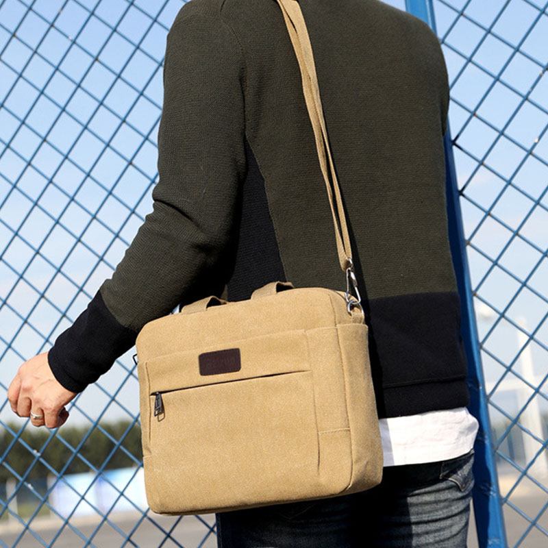 Herr Canvas Axelväska Crossbody Bag Handväska Business Bag