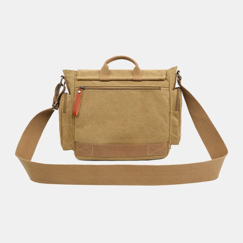 Herr Canvas Flerfack Multi-pocket Casual Axelväska Messenger Bag Crossbody Väskor Handväska