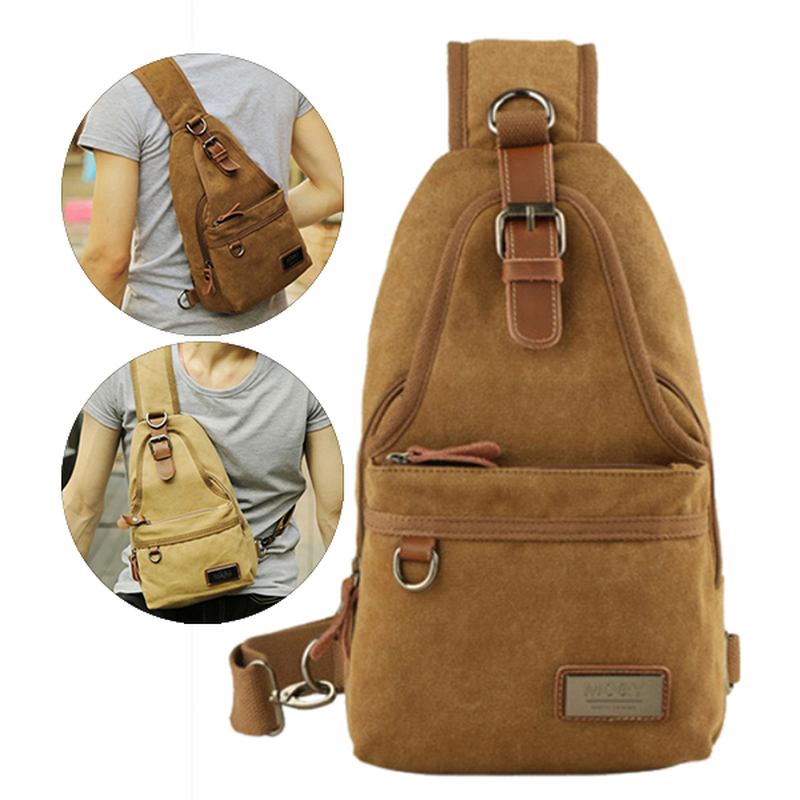 Herr Canvas Retro Crossbody Bag Bröstväska Casual Outdoor Sports Axelväska