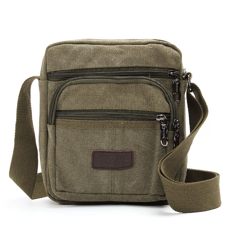 Herr Casual Retro Canvas Shoulderbags Multi Pocket Crossbody-väskor