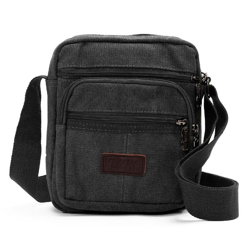 Herr Casual Retro Canvas Shoulderbags Multi Pocket Crossbody-väskor