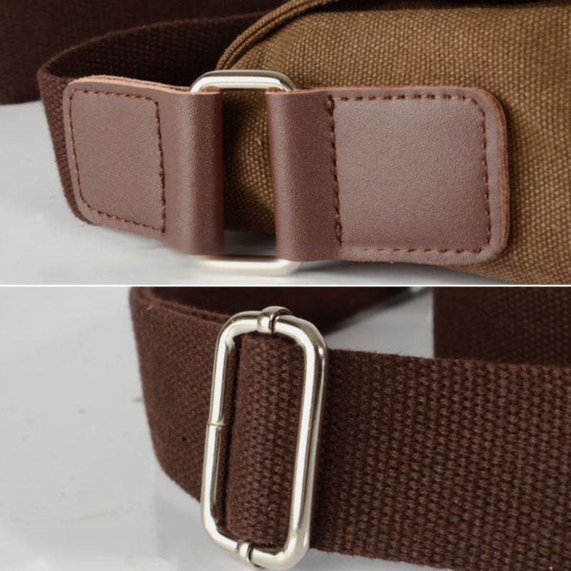 Herr Dubbel Framficka Med Stor Kapacitet Crossbody-väska Retro Canvas Horisontell Enfärgad Stöldskyddsaxelväska