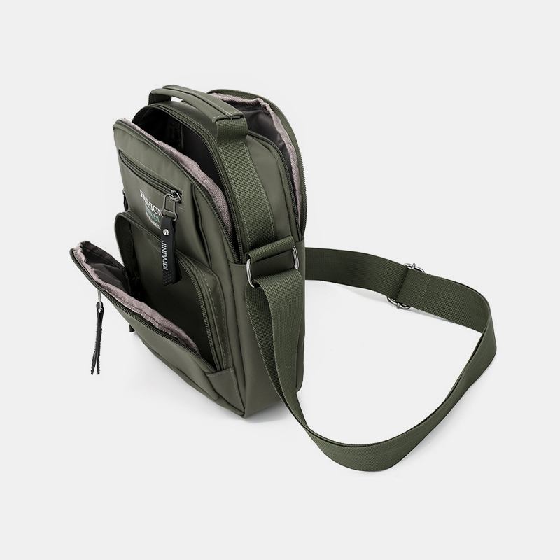 Herr Oxford Cloth Multi-pocket Stor Kapacitet Flerlager Vattentät Crossbody Bag Axelväska