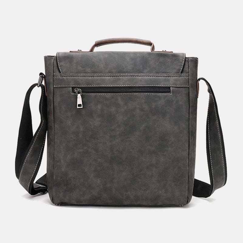 Herr Pu-läder Med Flera Fickor Vintage Casual Vattentät Crossbody-väskor Som Andas Axelväskor