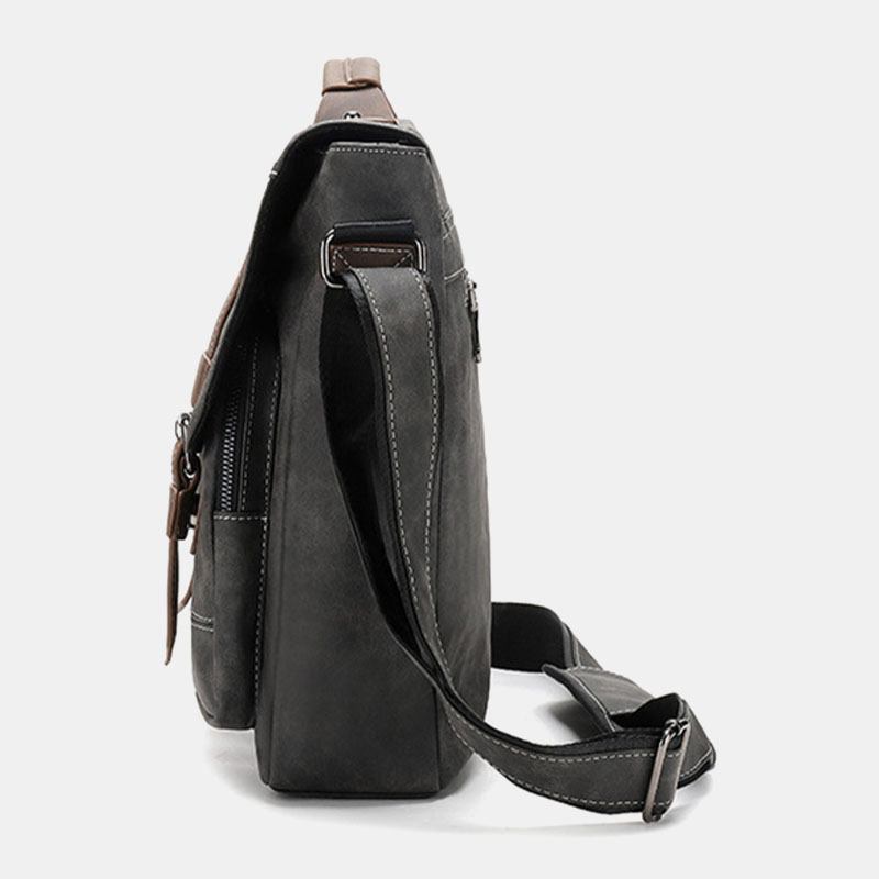 Herr Pu-läder Med Flera Fickor Vintage Casual Vattentät Crossbody-väskor Som Andas Axelväskor