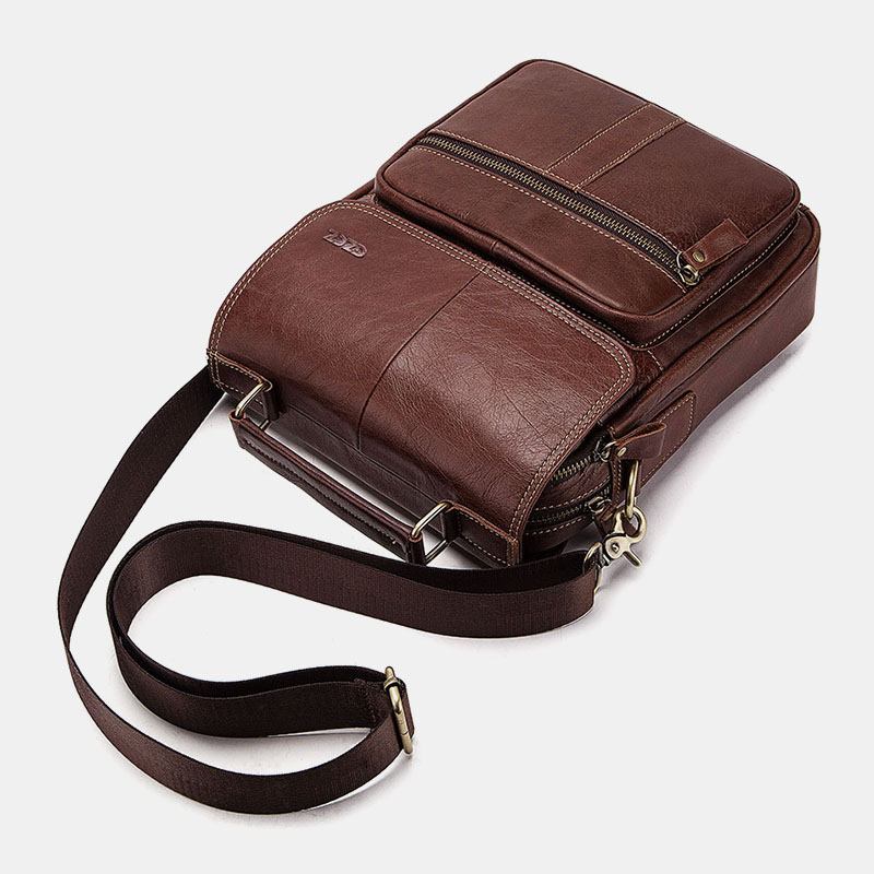 Herr Vintage Axelväska I Äkta Läder Crossbody Bag Messenger Bag