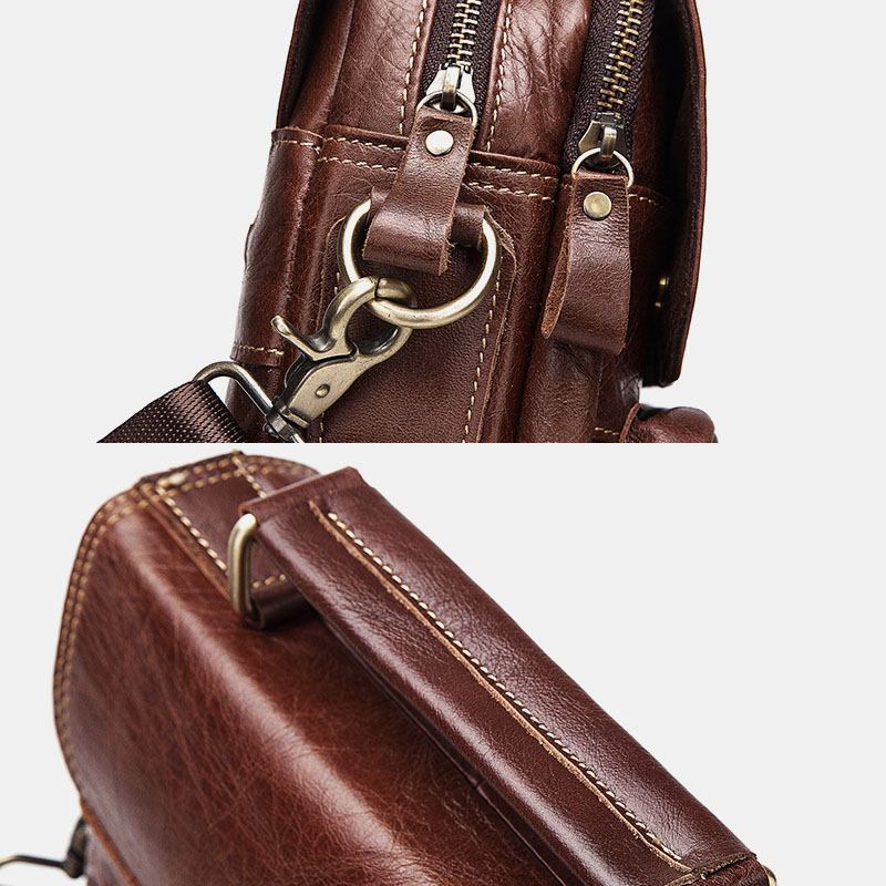 Herr Vintage Axelväska I Äkta Läder Crossbody Bag Messenger Bag