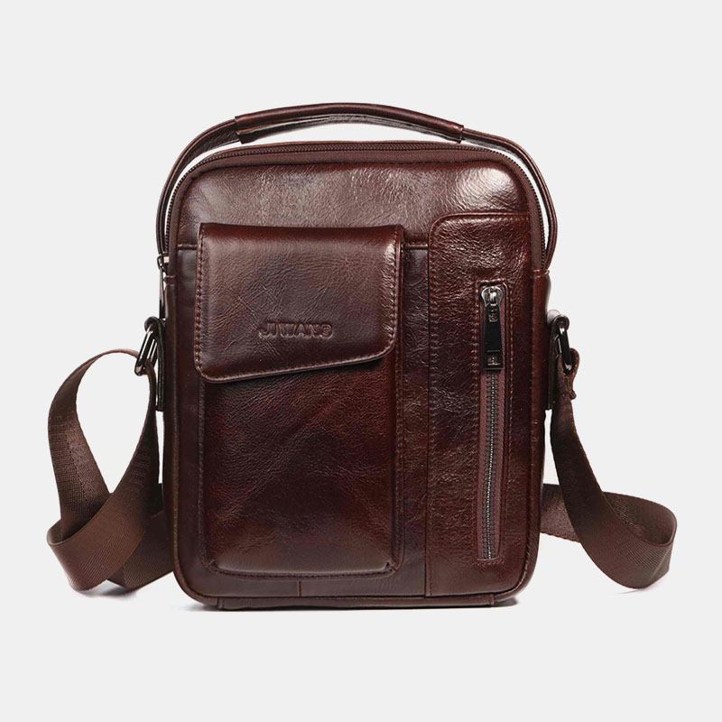 Herr Vintage Crossbody-väska I Äkta Läder Axelväska Business-väska