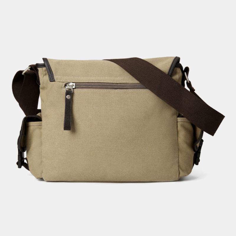 Herr Vintage Stor Kapacitet Slitstark Canvas Crossbody Bag Casual Axelväska