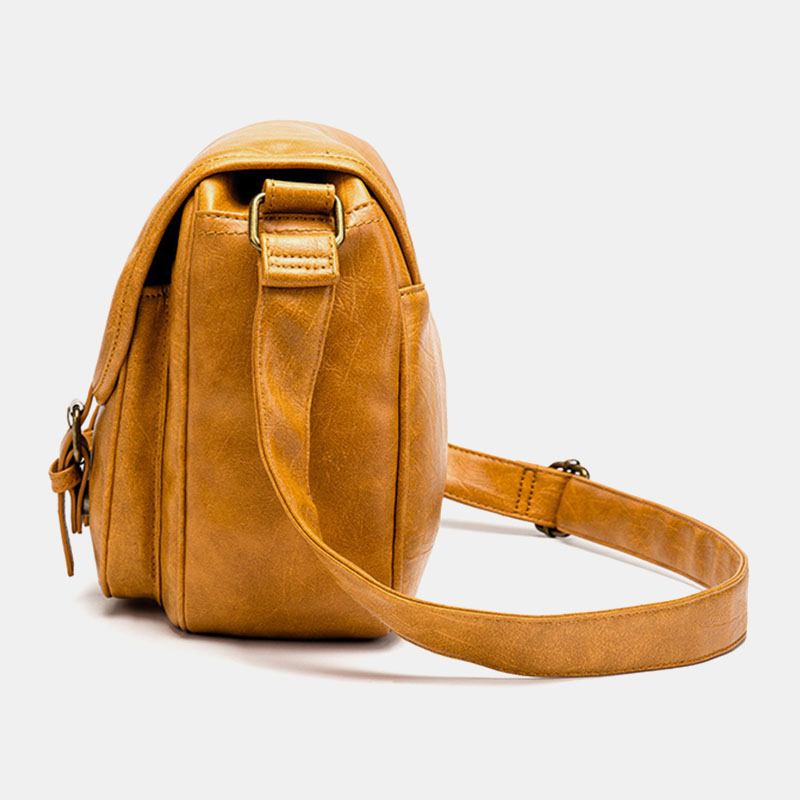 Herr Vintage Vattentät Multi-pockets Flap-over Faux Läder Crossbody Bag