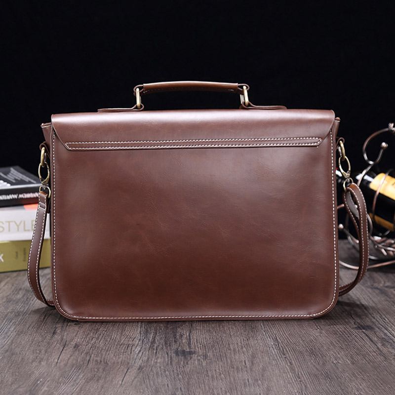 Herr Vintage Vattentät Slitstark Faux Laether Business Portfölj Crossbody Axelväska