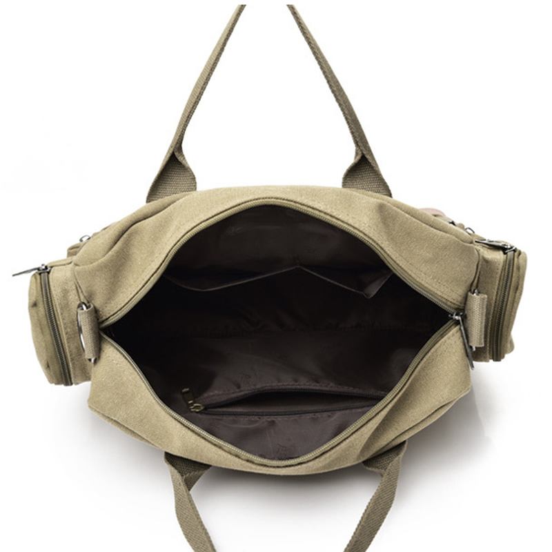 Herrkvalitet Canvas Casual Business Stor Kapacitet Funktionell Handväska Crossbody-väska