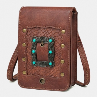 Kvinnor Avtagbar Axelrem Hårdvara Nit Dekor Ormmönster Flik Magnetlås Design Crossbody-väska Midjeväska