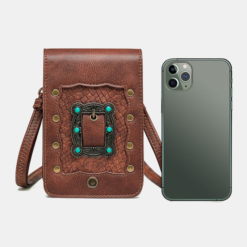 Kvinnor Avtagbar Axelrem Hårdvara Nit Dekor Ormmönster Flik Magnetlås Design Crossbody-väska Midjeväska