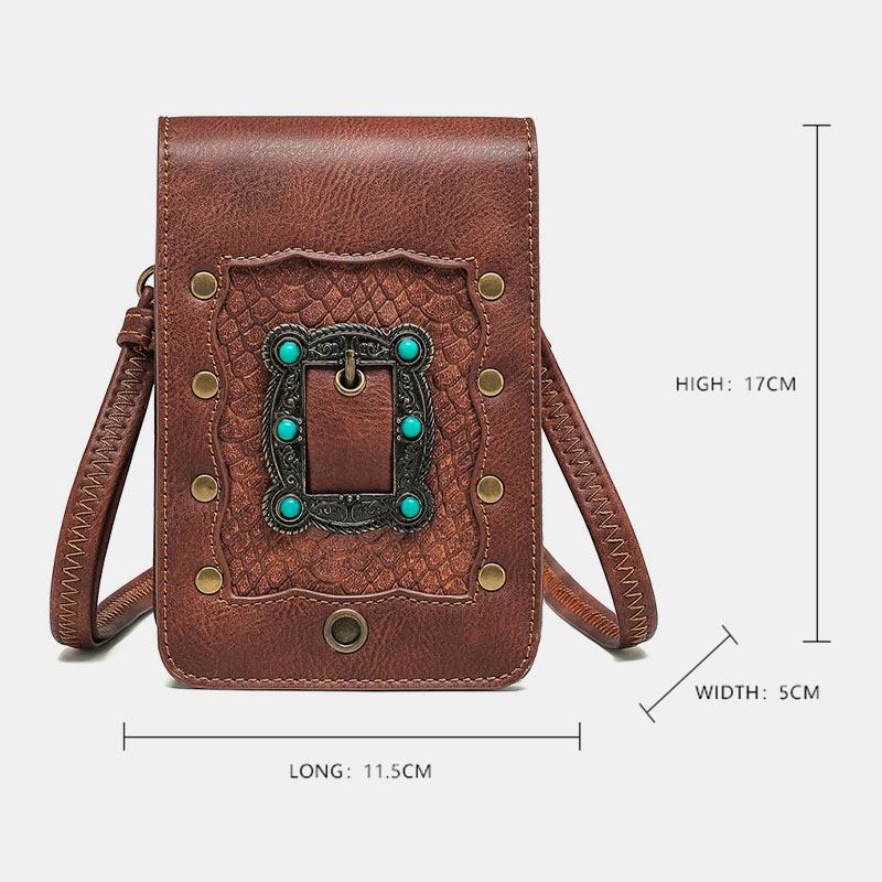 Kvinnor Avtagbar Axelrem Hårdvara Nit Dekor Ormmönster Flik Magnetlås Design Crossbody-väska Midjeväska