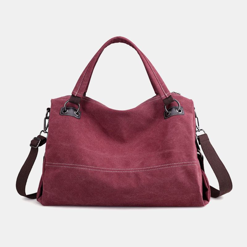 Kvinnor Casual Canvas Handväska Multi-carry Crossbody Bag