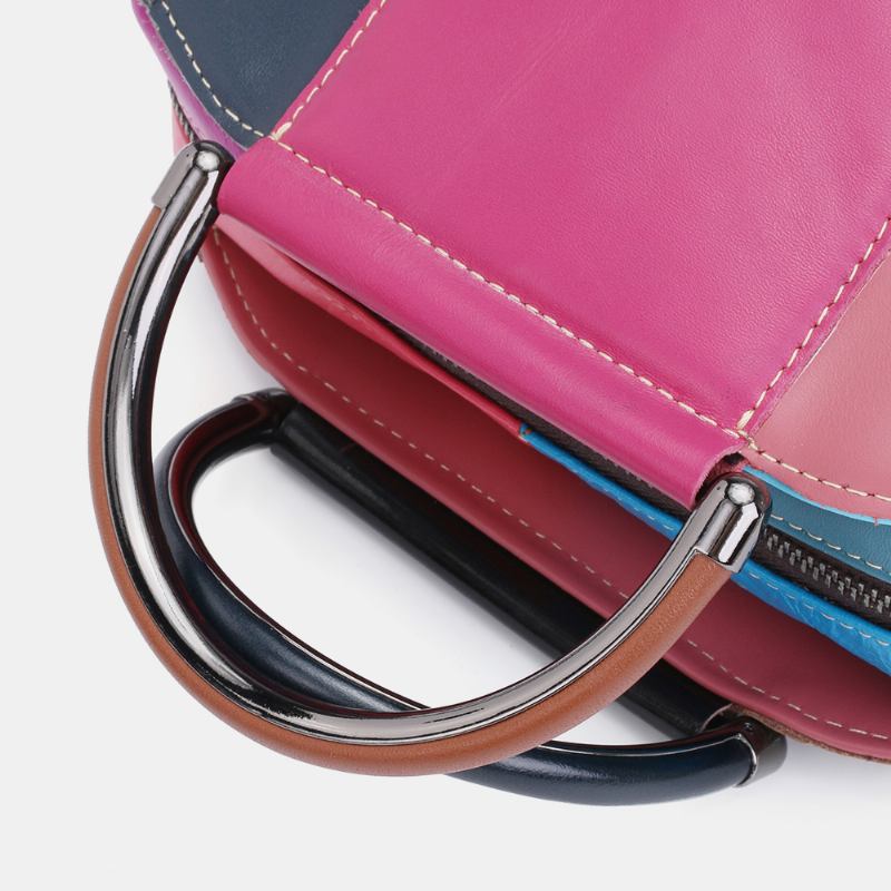 Kvinnor Circle Äkta Läderväska Patchwork Crossbody-väska Handväska Axelväska