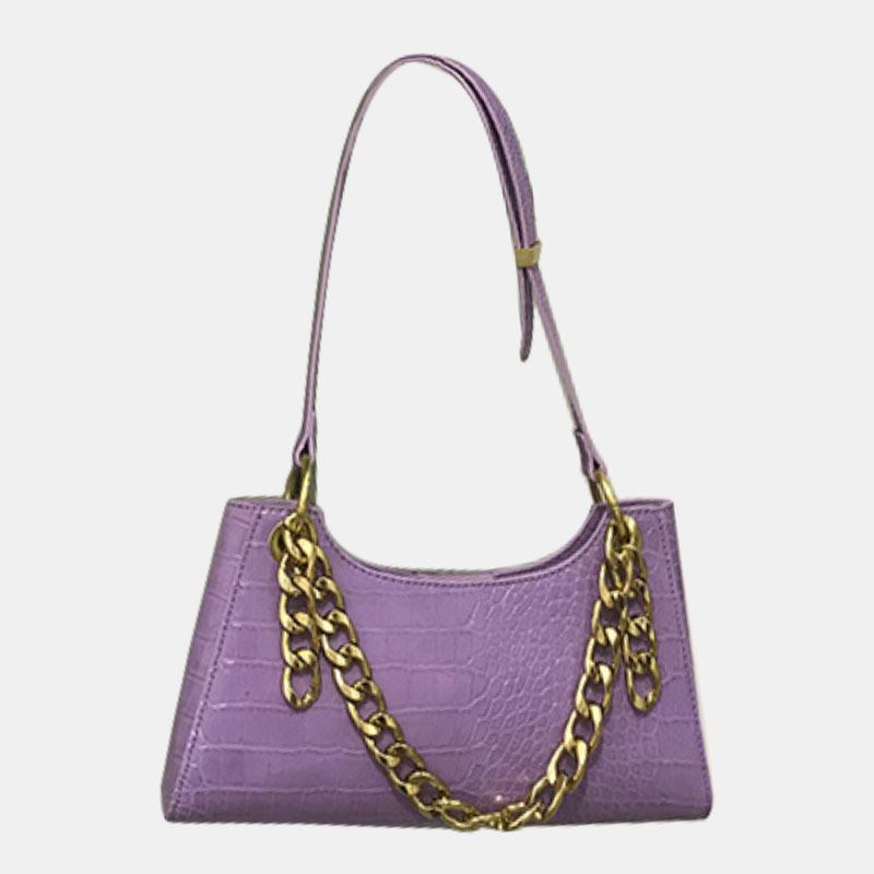 Kvinnor Crocodile Pattern Elegant Chain Axelväska Crossbody Bag