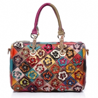 Kvinnor Elegant Blommor Patchwork Crossbody Bag Handväska