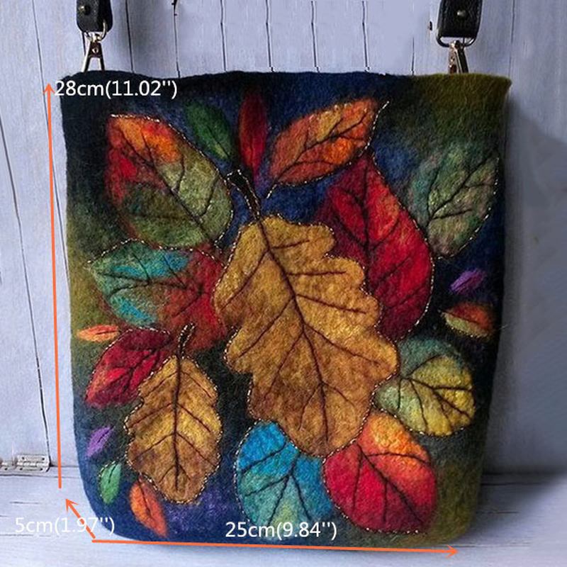 Kvinnor Färgglada Leaf Diy Lamm Hårväska Crossbody Bag Axelväska