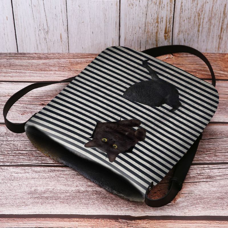 Kvinnor Kände Sig Söt Casual 3d Cartoon Katt Stripes Pattern Crossbody Bag Axelväska