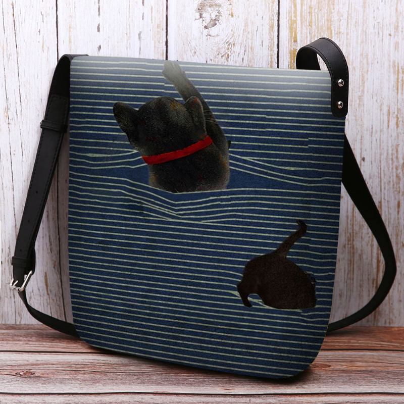 Kvinnor Kändes Söt Casual Cartoon Katt Stripes Mönster Crossbody Bag Axelväska