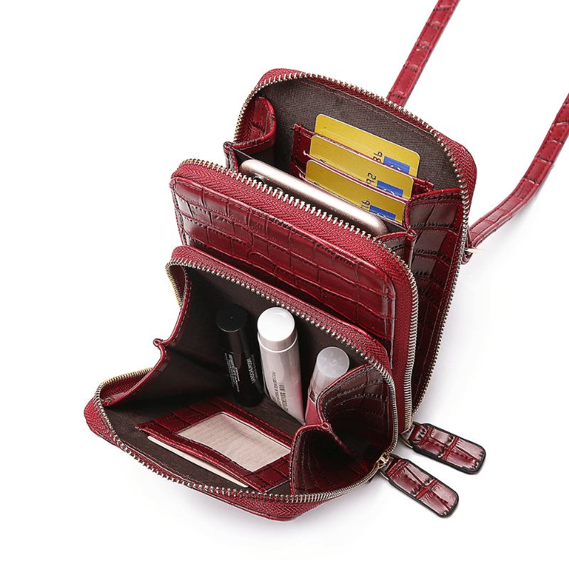 Kvinnor Krokodilmönster Multi-card Slots Väska Telefonväska Crossbody-väska