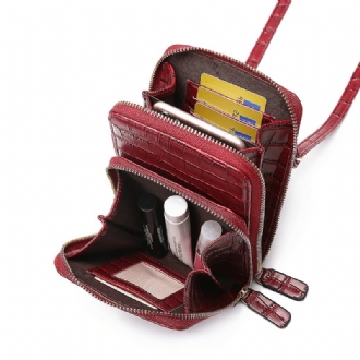 Kvinnor Krokodilmönster Multi-card Slots Väska Telefonväska Crossbody-väska