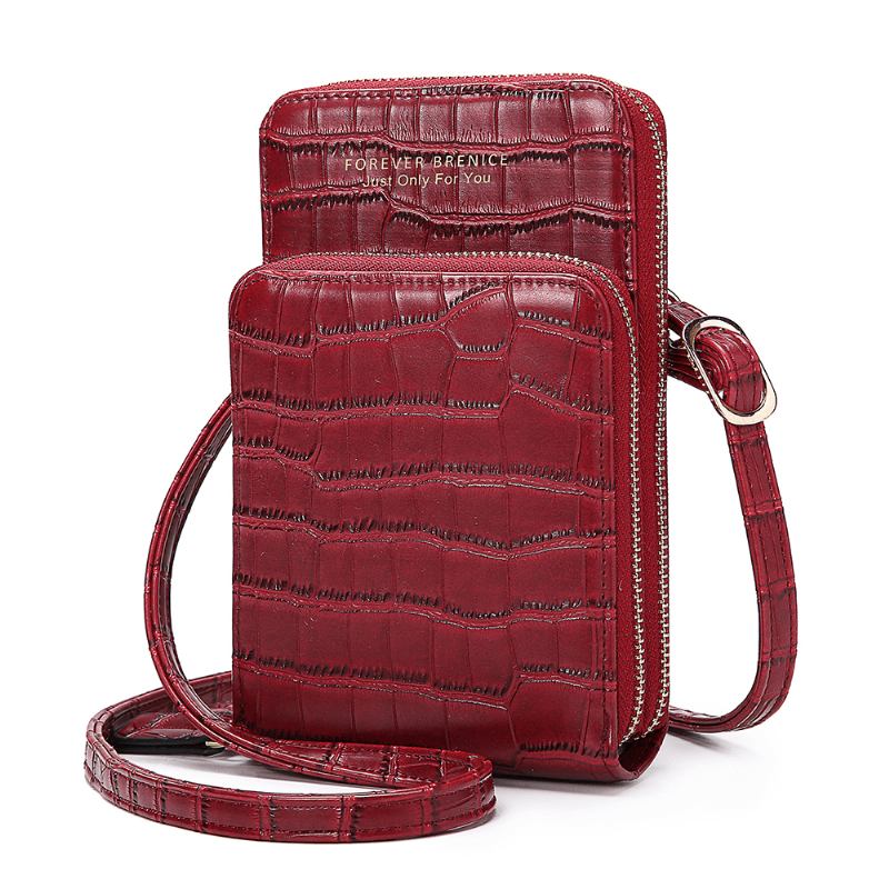 Kvinnor Krokodilmönster Multi-card Slots Väska Telefonväska Crossbody-väska