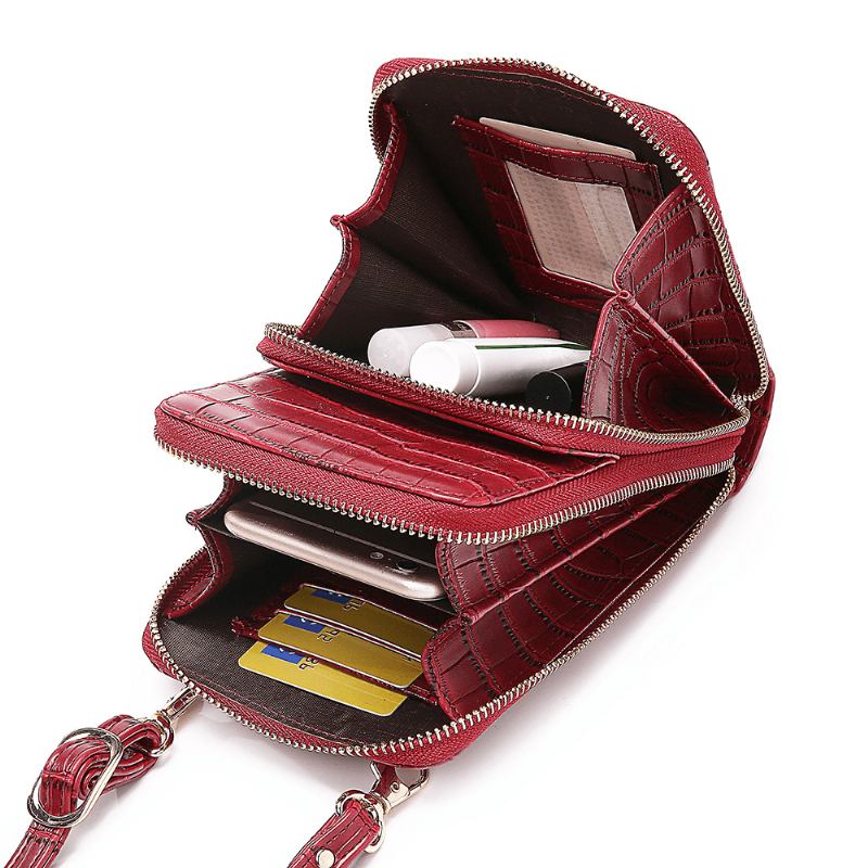 Kvinnor Krokodilmönster Multi-card Slots Väska Telefonväska Crossbody-väska