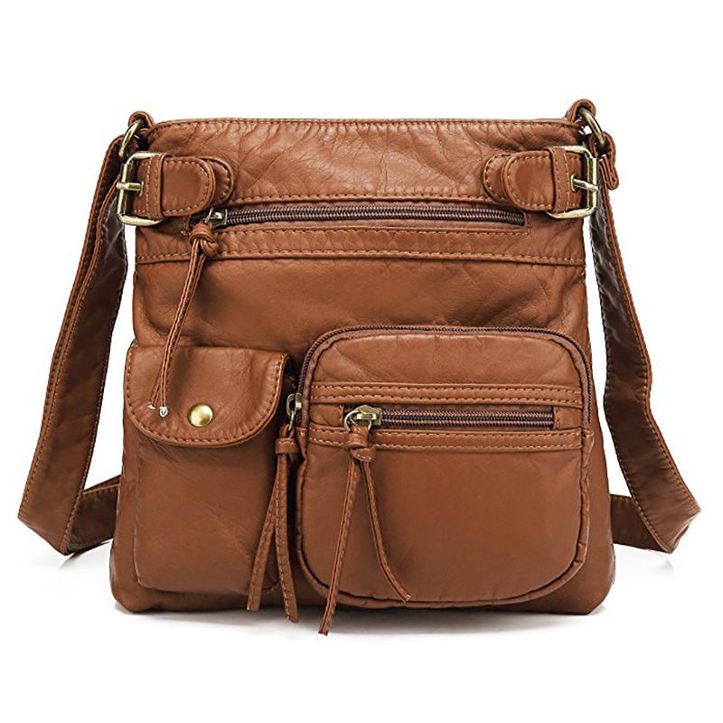 Kvinnor Multi-pocket Casual Pu-läder Crossbody-väska