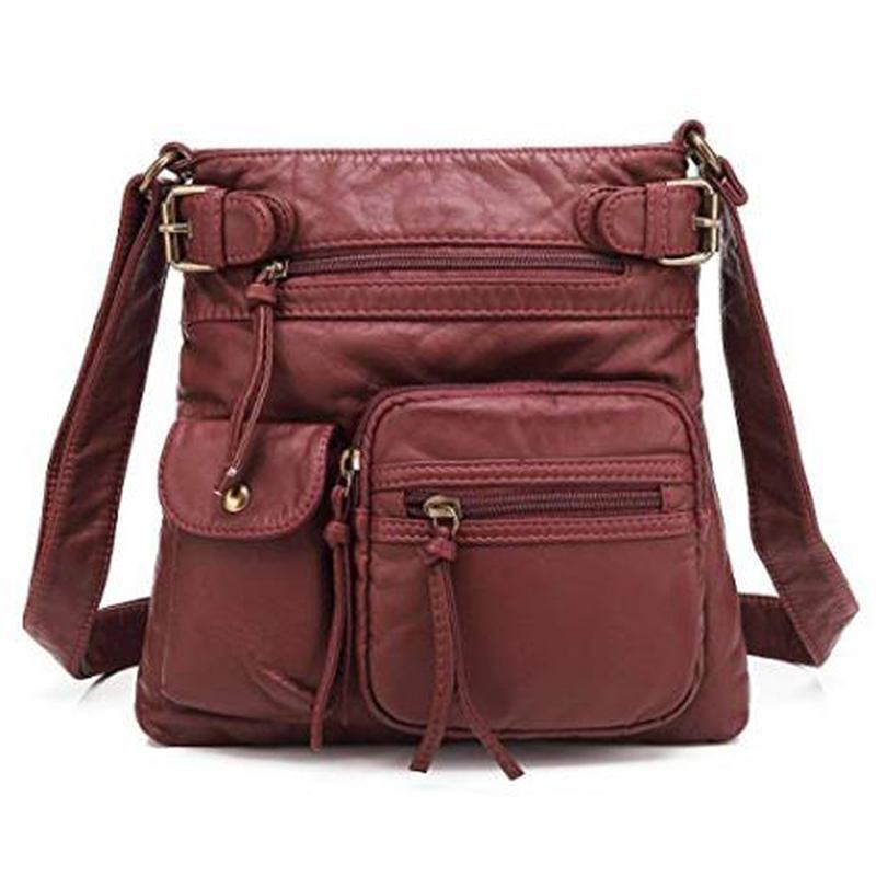 Kvinnor Multi-pocket Casual Pu-läder Crossbody-väska