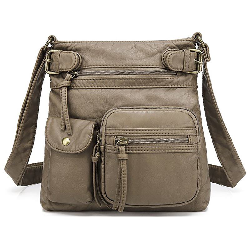 Kvinnor Multi-pocket Casual Pu-läder Crossbody-väska