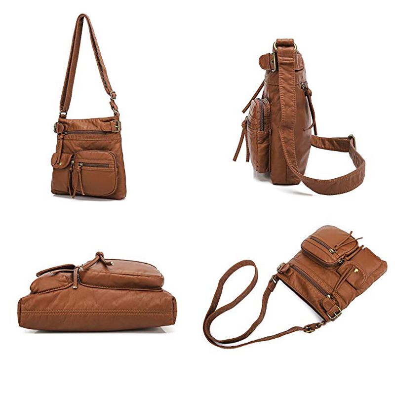 Kvinnor Multi-pocket Casual Pu-läder Crossbody-väska