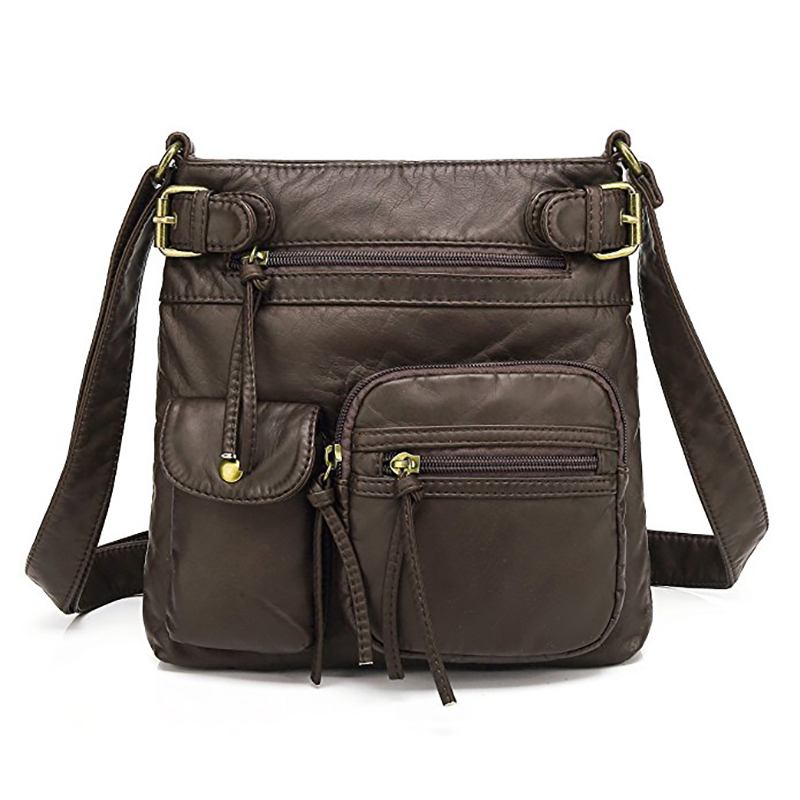 Kvinnor Multi-pocket Casual Pu-läder Crossbody-väska