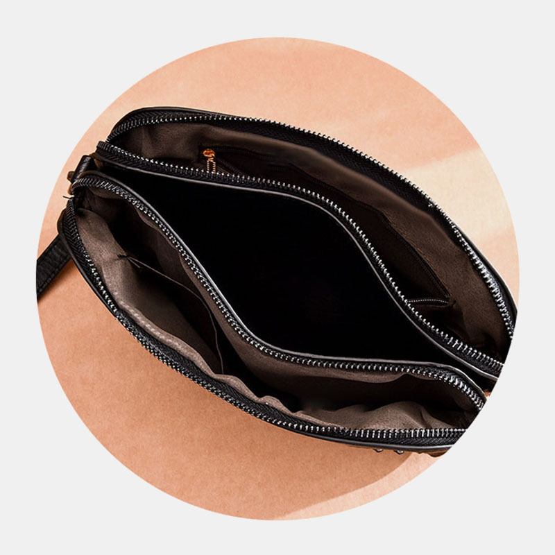 Kvinnor Multi-pocket Front Nit Dekorera Crossbody Bag Stor Kapacitet Avtagbar Axelrem Axelväska Handväska