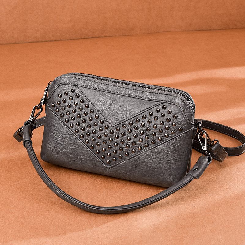 Kvinnor Multi-pocket Front Nit Dekorera Crossbody Bag Stor Kapacitet Avtagbar Axelrem Axelväska Handväska